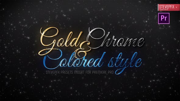 تایتل آماده پریمیر پرو 2021 تم فلزی و طلایی Gold Chrome Colored Steel Titles