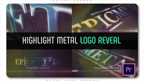 پروژه پریمیر لوگو حرفه ای 2021 افکت متالیک Highlight Metal Logo Reveal