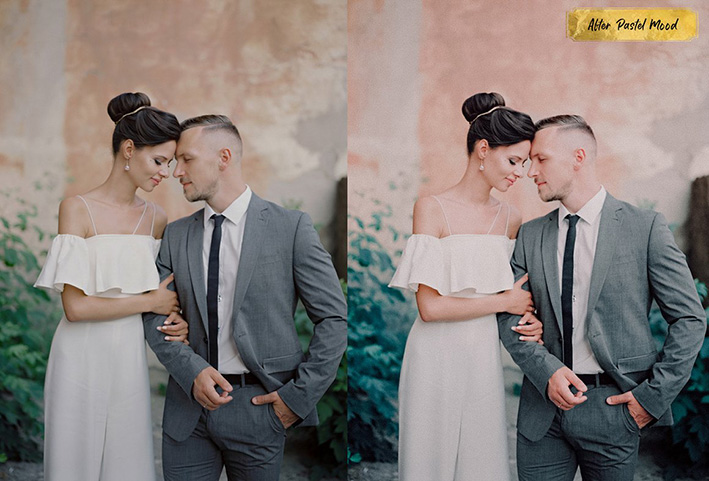 10 پریست لایت روم عروسی حرفه ای Pastel Mood LR Preset Pack