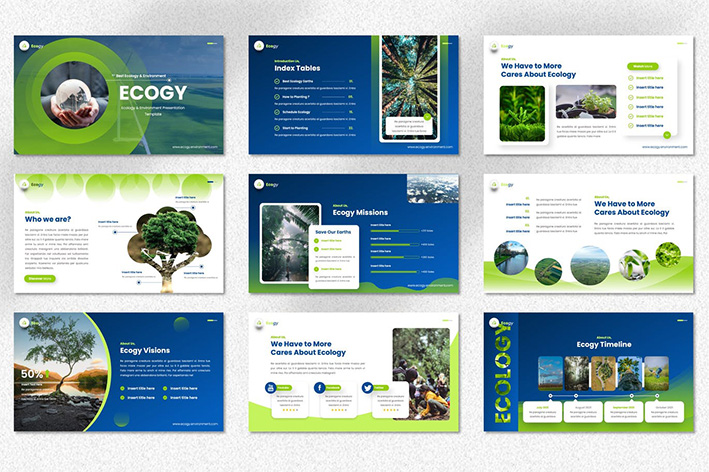 قالب پاورپوینت و گوگل اسلایدر تم محصولات ارگانیک Ecogy Ecology Environment Presentation