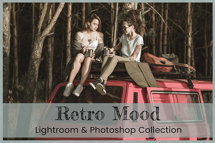 50 پریست لایت روم و کمرا راو تم رنگ قدیمی Retro Lightroom Photoshop Preset LUT
