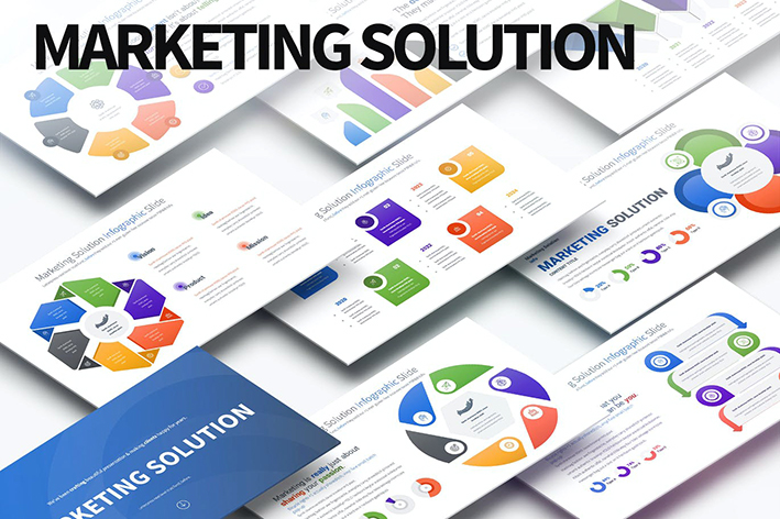 قالب پاورپوینت اینفوگرافیک حرفه ای Marketing Solution PowerPoint Infographics Slide
