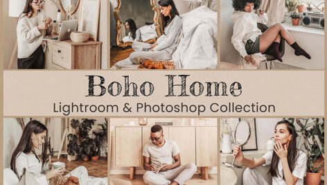 50 پریست لایت روم و پریست کمرا راو و لات رنگی Boho Home Lightroom Photoshop LUTs