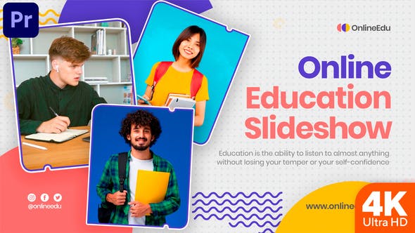 پروژه پریمیر حرفه ای رزولوشن 4K تبلیغات آموزش آنلاین Online Education Slideshow