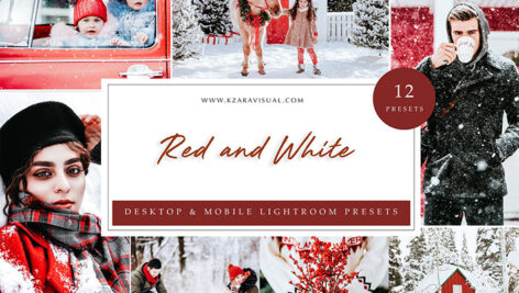30 پریست لایت روم حرفه ای زمستان و کریسمس Red and White Lightroom Presets