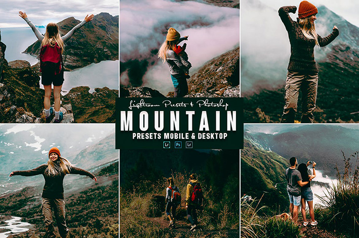 9 پریست لایت روم و اکشن فتوشاپ تم کوهستان Mountain Photoshop Action Lightrom Presets