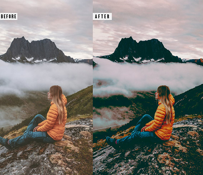 9 پریست لایت روم و اکشن فتوشاپ تم کوهستان Mountain Photoshop Action Lightrom Presets