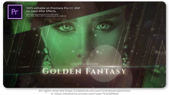 پروژه آماده پریمیر اسلاید شو تم طلایی با موزیک Golden Fantasy Luxury Slideshow