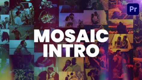 پروژه آماده پریمیر تیتراژ افکت موزائیک رزولوشن ۴K با موزیک Mosaic Intro