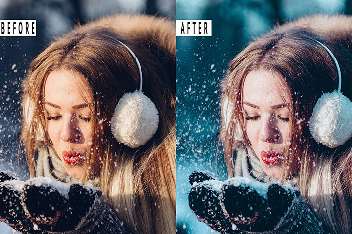 13 پریست لایت روم پرتره زمستانی و اکشن فتوشاپ Winter Portrait Presets