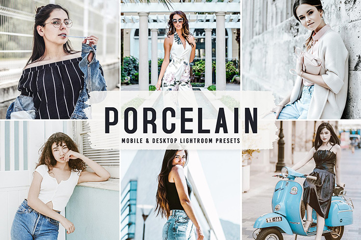 40 پریست لایت روم پرتره و پریست کمرا راو و اکشن فتوشاپ تم فشن Porcelain Lightroom Presets