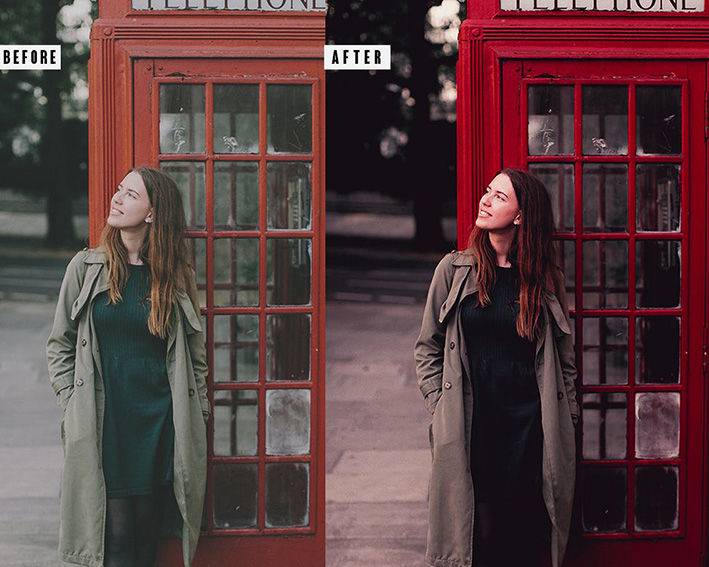 9 پریست لایت روم و اکشن فتوشاپ تم لندن London Photoshop Action Lightrom Presets