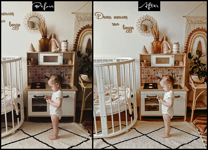 9 پریست لایت روم کودک و اکشن فتوشاپ تم کارامل Caramel Photoshop Actions Lightroom Presets