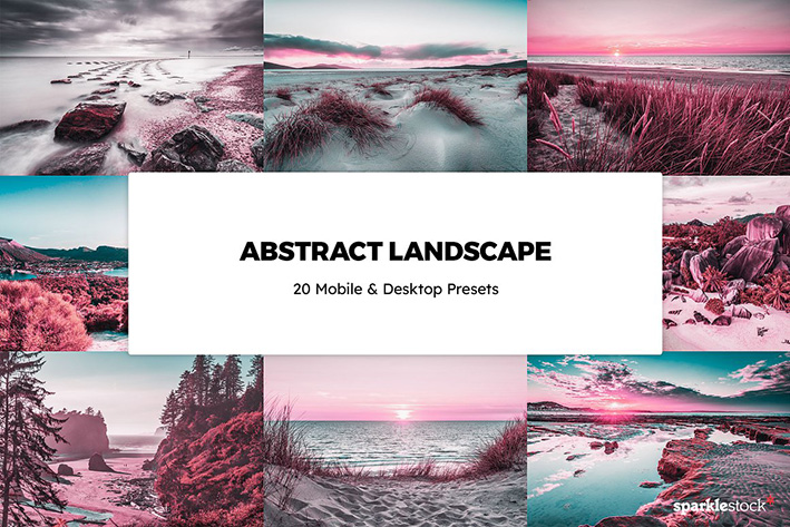120 پریست لایت روم و لات رنگی و پریست کمرا راو فتوشاپ طبیعت Abstract Landscapes Lightroom Presets