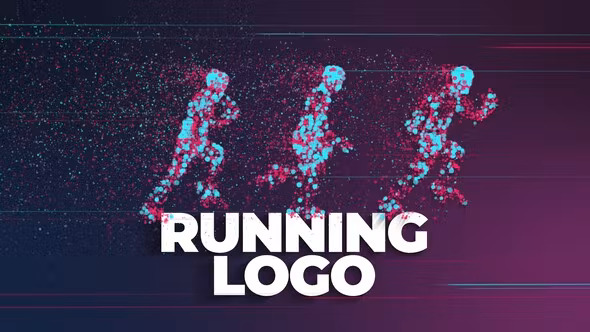 پروژه آماده افتر افکت لوگو با موزیک افکت ذرات Running Sport Logo With Particles