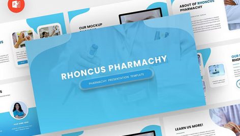 قالب آماده پاورپوینت 2022 حرفه ای تم پزشکی Rhoncus Pharmachy Powerpoint Template