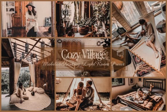 24 پریست لایت روم رنگی فوق حرفه ای تم ویلای آرام Cozy Village Lightroom Presets