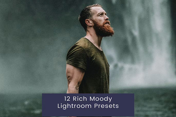 12 پریست لایت روم حرفه ای 2023 سینمایی تم غلظت رنگی Rich Moody Lightroom Presets