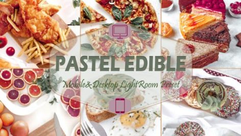 24 پریست لایت روم رنگی سینماتیک فوق حرفه ای عکاسی مواد غذایی Pastel Edible Lightroom Presets